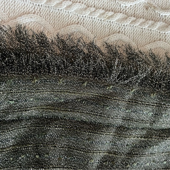 New! Steve Madden “ Olive” silver Metallic Fringe Kimono, Wrap,Dressy OSFM - Picture 12 of 14